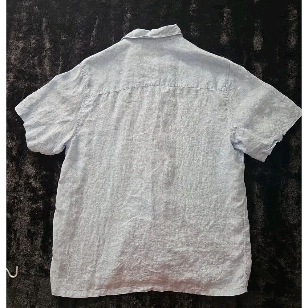 Vintage Paul Stuart Shirt Bundle: White Cotton LS & Light Blue Linen SS (Sz L/M) - Picture 7 of 16